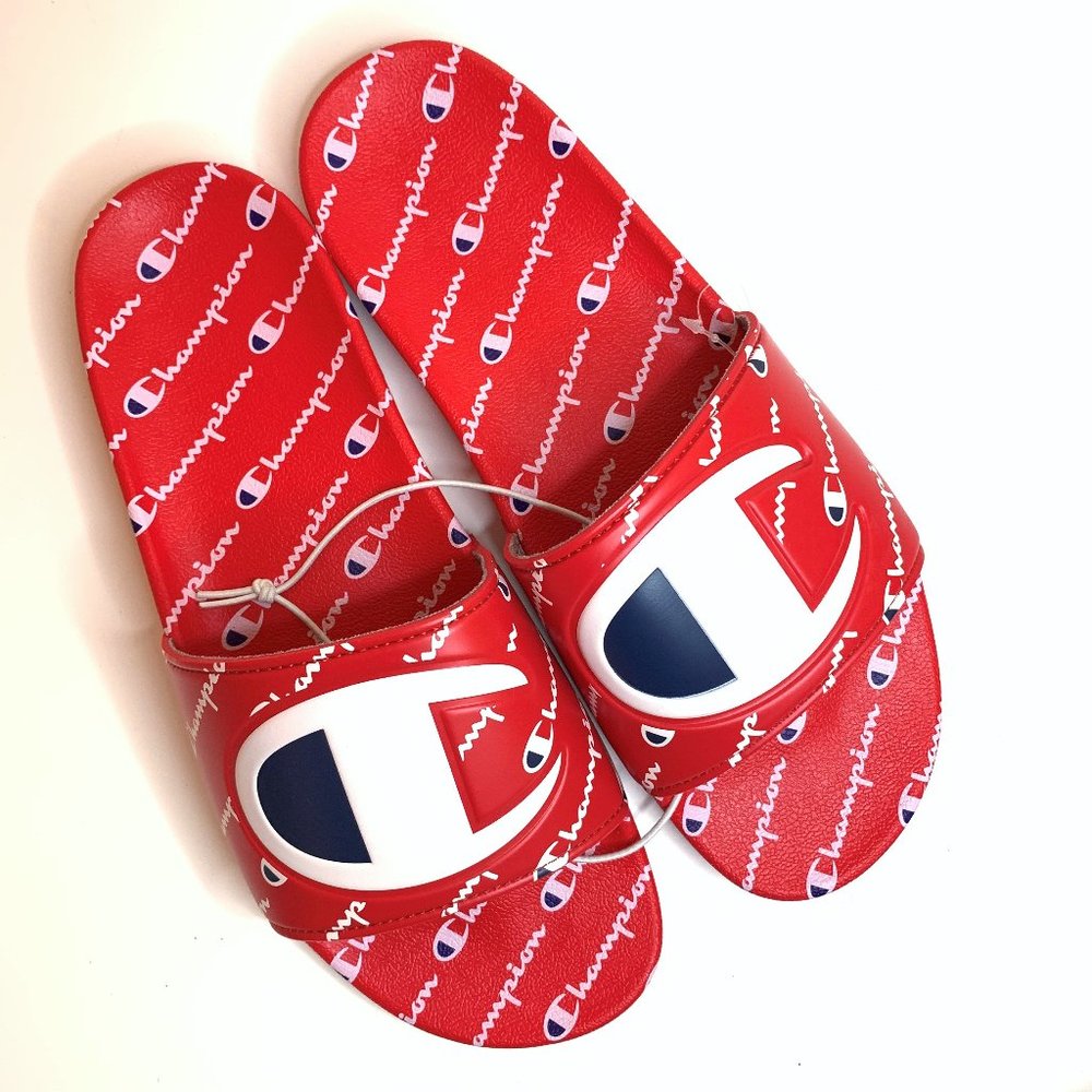 Champion Slides Red Sz 11 Men's w Logo